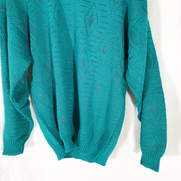 Vintage 80s teal diamond sweater - Picture 4 of 7